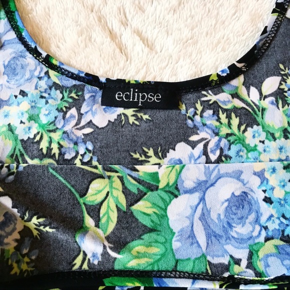 🌷ECLIPSE Slinky Floral Tank Top M - Picture 3 of 5